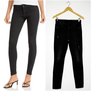 Mother Denim High Waisted Looker Wait Until Dark Skinny Jeans Black Size 28